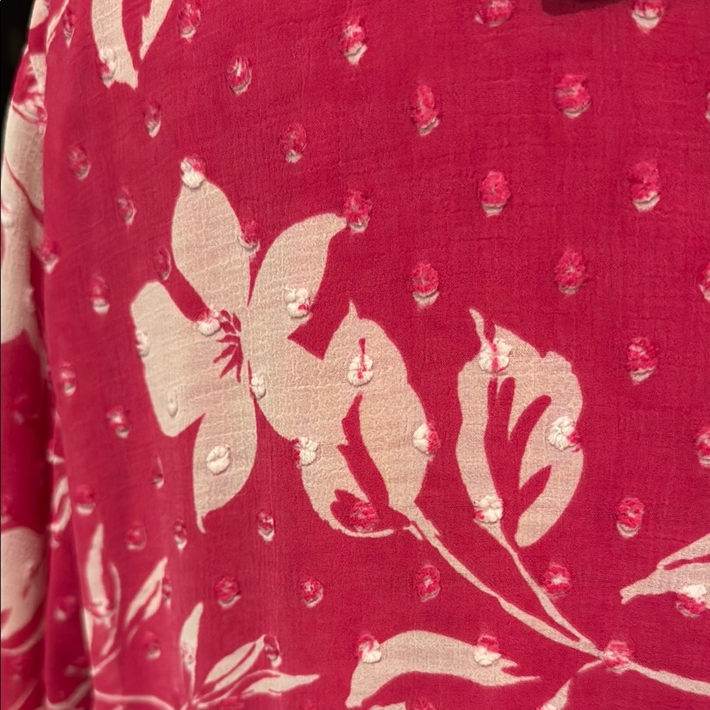 Torrid Pink Floral Mini Clip Dot Voluminous Baby Doll Lined Dress - Picture 4 of 4
